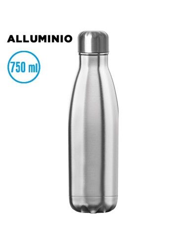 Borraccia in Acciaio Inox 750 ml Lucida | Tappo in Acciaio con Box